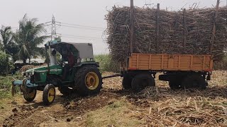 🔥John deere 🔥 Tractor 💪🤜🤛 sugarcane load // power of John Deere 55 HP