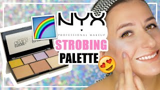 NYX Strobe of Genius Illuminating Palette Review Swatches Strobing Regenbogen Highlighter