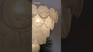 Luxurious and Sparkling: Elegant White Murano Disc Chandelier Home Decor Lighting@korewolamp