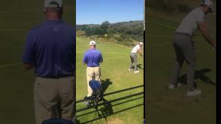 Charl Schwartzel nails tee shot during Open practice