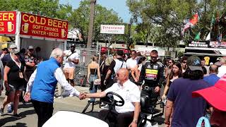 Roger Penske and Bobby Rahal shake hands at the 2024 St Petersburg Grand Prix