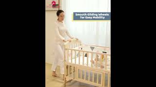 StarAndDaisy 12 in 1 Baby Cot Crib with Mattress, Mosquito Net and Adjustable Stand