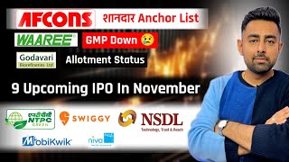 9 Upcoming IPO In November | Afcons IPO Bumper Anchor List | Waaree IPO | Jayesh Khatri