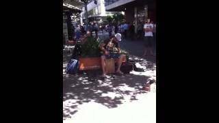 Juzzie Smith busking in Rundle Mall