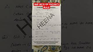 Important questions of Fazan’s rule #chemicalbonding #ytshorts #motivation #studytips