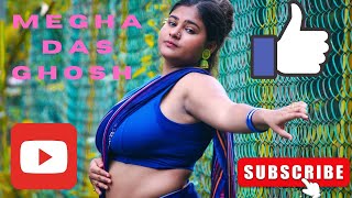 MEGHA DAS GHOSH SIZZLING IN BLUE SAREE | SWEATY LOOKS IN SAREE FASHION | BONG SAREE VIDEO