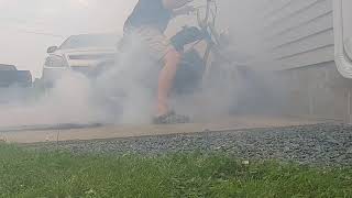 18 HP Big Block Mini Bike Burnout until The Tires Gone!