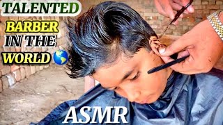 ASMR TALENTED BARBER 💈 IN THE WORLD 🌎 NEW STYLE HAIRCUT WITH ONLY SCISSOR ✂️