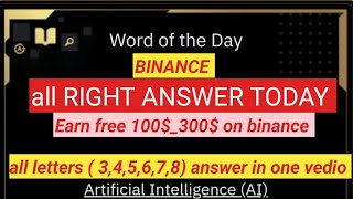 Binance Word of the Day Answer Today 13 October 2024| 8 Letter Binance Word of the Day  Answer 💯