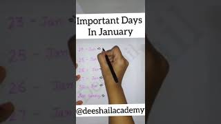 Important Days in January part -2 #ssc #cgl #pspcl #exciseinspector #constablegd