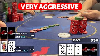 I TAKE AN AGGRESSIVE LINE AGAINST A TIGHT OPPONENT!!! -  Kyle Fischl Poker Vlog Ep 165