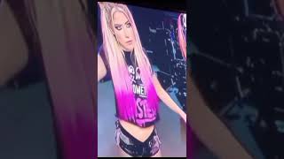 Bray Wyatt logo appears behind Alexa Bliss backstage as she warms up for a match on raw...#godess