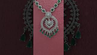 AD necklace with earrings, 9266863889, Www.diamonddrops.in