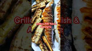 Grilled MilkFish and Aubergine with Seaweed Salad for our  dinner #foodieadventures #homecookedmeal