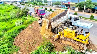 Full Videos Project Hug Landfill Near The Road By Bulldozer D31P Pushing Soil And Truck 5T Dumping