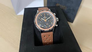 OPEN BOX - Nivada Grenchen Chronoking Mecaquartz Inter. Bezel Brown Racing Strap 87042Q23