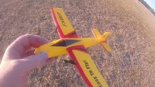 Flybear FX807 maiden flight. Art Deco styling 2 channel RC plane.  The hottest day. 40°￼