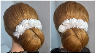 Beautiful Cute ! Easy juda bun hairstyle ! low juda bun hairstyles for long hair ! Wedding hairstyle