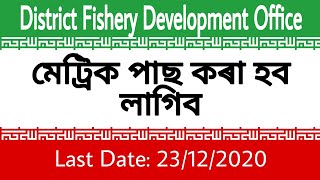 District Fishery Development চাকৰি ওলাইছে । মেট্ৰিক পাছ কৰা সকলে Apply কৰিব পাৰিব