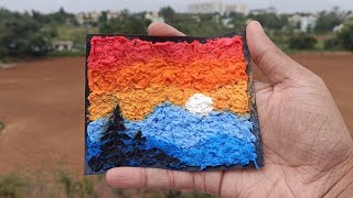 How to create an art with tissue paper | Scenic Mountain art