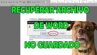 COMO RECUPERAR ARCHIVO DE WORD NO GUARDO/ 2 METODOS