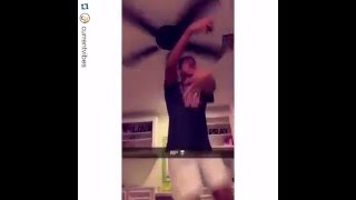 Guy hits his head on a fan while snapchatting