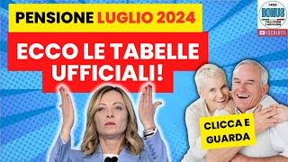 PENSIONI LUGLIO 2024 ✅ TABELLE IMPORTI ESATTI  con ESEMPI FASCIA per FASCIA VERIFICA ORA