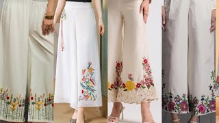 Top trending hand embroidered palazzo 👖 pants// trousers // capri latest designs collection