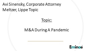 Eminae Round Table: Avi Sinensky - Meltzer Lippe - M&A During A Pandemic