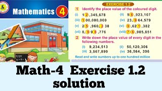 Math class 4 chapter 1  exercise 1.2 digit place #math