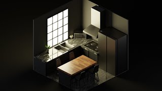 Blender Isometric Kitchen Time-lapse