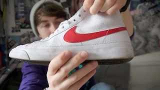 Nike Blazers vintage style, White and red leather, detailed review and on feet review, early 2011