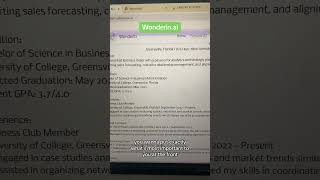 Wanna get more interviews? Try wonderin.ai for an Al-enhanced resume  in just seconds!