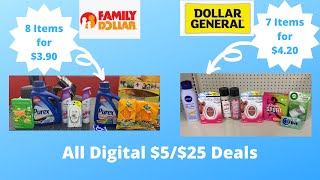 Family Dollar |  & Dollar General | All Digital $5/$25 Deals