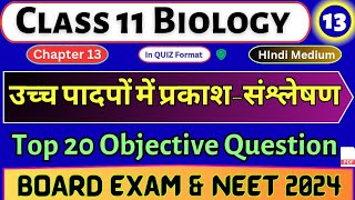 उच्च पादपों में प्रकाश-संश्लेषण | Class 11 Biology MCQ chapter 13 | #13 Biology MCQ In Hindi | NEET