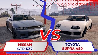 GTA 5 ONLINE : TOYOTA SUPRA A80 VS NISSAN GTR R32 | DRAG RACE| WHICH IS FASTER?