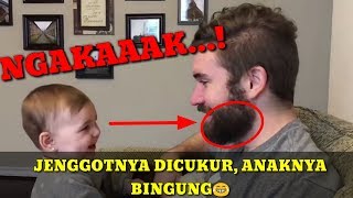 EKSPRESI LUCU BAYI SETELAH AYAHNYA CUKUR JENGGOT