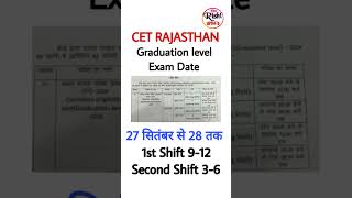 CET Rajasthan Graduation Level Exam Date 27-28 सितम्बर 2024 #gradutionlevelcetexamdate #cetexamdate