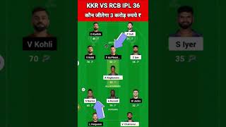 KKR vs RCB Dream11 Team Prediction Today 2024