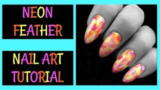 Neon Feather Nail Art Tutorial