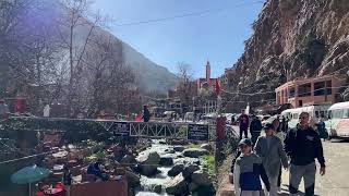 Ourica water falls, restaurants on the street