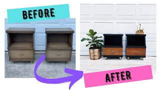 Mid Century Modern Nightstand Makeover || Furniture Flip