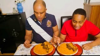 father and son jellof rice challenge #mukbang #eating#challenge