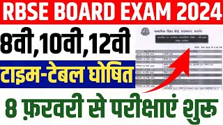 Rajasthan Board Exam Time Table 2024 , RBSE 10th,12th Class Time Table 2024 , फ़रवरी से परीक्षाएं