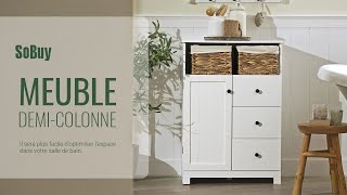 SoBuy Meuble de Rangement | Meuble Demi-Colonne | Meuble Bas | Armoire Toilettes | Placard丨BZR107-W