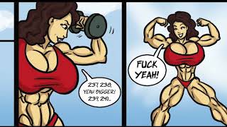 MUSCLE CREAM GAVE HER HUGE MUSCLES-FEMALE MUSCLE GROWTH COMIC#bigmuscles #comic #tallwoman