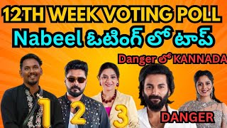 Bigg Boss 8 Telugu 12th Week Voting Poll Results | Nabeel ఓటింగ్ లో టాప్ | Danger లో Kannada |