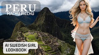 🇵🇪🏔️Swedish Girl: Lace Lingerie & Lace Skirt.  Machu Picchu, Peru. [AI Vlog AI Art - Lookbook]