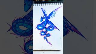 I drew a DRAGON using Instagram tutorial ✨️🐉 | Interesting results | Drawing Tutorial #art #dragon