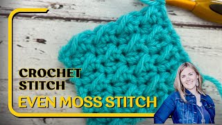 Crochet Even Moss Stitch | How to Even Moss Stitch in Crochet | Hope Corner Farm